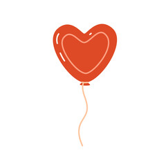 Fototapeta na wymiar Red heart-shaped balloon. Vector flat illustration