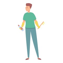 Person cleaner icon cartoon vector. Domestic company. Service janitor