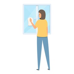 Cleaning window icon cartoon vector. House service. Person cleaner