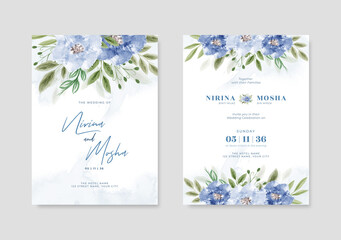 Beautiful wedding card template with floral watercolor