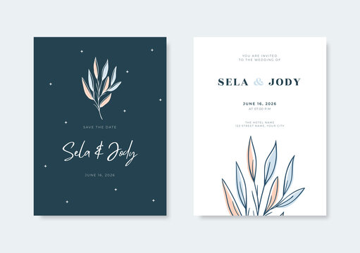 Elegant pastel wedding card template