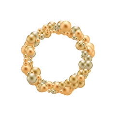 Pearl pearls arranged in a circle. Gold balls. eps 10