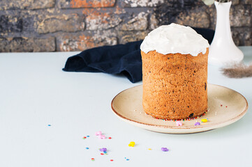 Russian Easter orthodox bread - Kulich. Festive Easter baking.