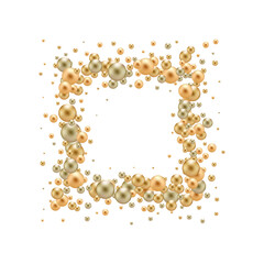 Square frame made of golden pearls. Festive background. eps 10