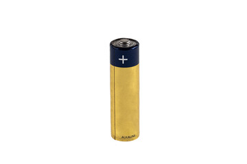 Pen rechargeable battery. Alkaline AA-size batteries on white background.