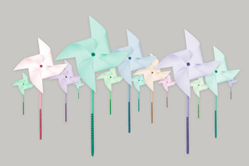 Wind turbines farm concept to produce renewable and sustainable energy concept from origami