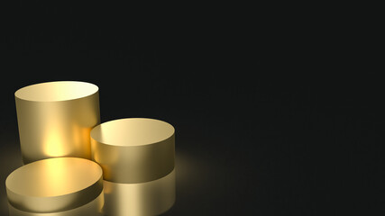 The gold podium  on black background  for presentation  or business concept 3d rendering