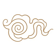 Cartoon chinese cloud. Asian style tattoo in shape cloud, oriental ornament element korean japanese thai tibetan doodle cloudy sky traditional symbol china neat vector illustration