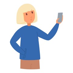 Human looking smartphone. People using mobile phone, person social media communication, smart man talk cellphone woman internet chat message telephone vector illustration. Human with mobile phone