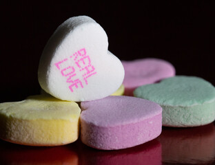 Colorful candy hearts for valentines day