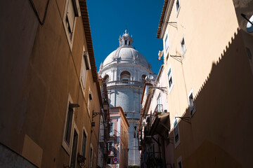Fototapeta na wymiar View of the Church of Santa Engracia in Alfama district, Lisbon.