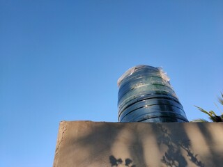 The water tank is located high.