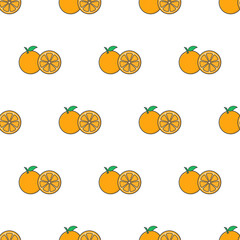 Orange Slice Seamless Pattern On A White Background. Orange Theme Vector Illustration