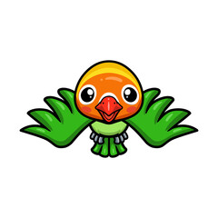 Cute little parrot cartoon flying
