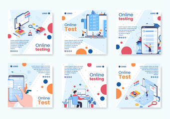 Online Testing Course Post Template Flat Design Illustration Editable of Square Background for Social media, E-learning and Education Concept
