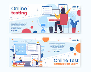 Online Testing Course Banner Template Flat Design Illustration Editable of Square Background for Social media, E-learning and Education Concept