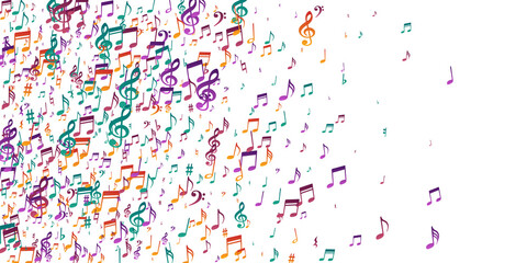 Musical notes cartoon vector pattern. Melody