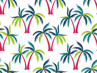 Palm tree minimal seamless pattern vector design.