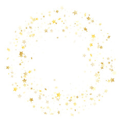 Flying gold star sparkle vector with white background.