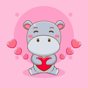 Cute Hippo cartoon character