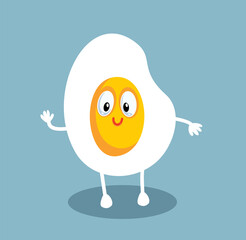 Fototapeta premium Funny Fried Egg Vector Cartoon Character Saluting