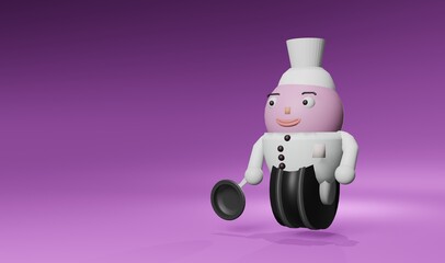 AI Robot Chef futuristic in cartoon style 3D render