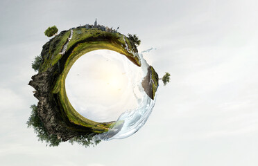 Green curved landscape with grass