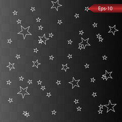 Stars on a black background. White star shooting with an elegant star.Meteoroid, comet, stars.