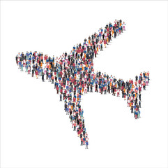 People and business group in the form of aircraft symbol