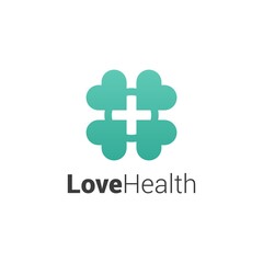 Obraz premium Love Health logo design concept, Heart Symbol with Cross Plus Medical sign logo design vector 
