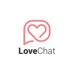 Love Chat logo design vector, Heart Symbol with Talk Chatting Message Bubble Icon for, Dating App logo design inspiration