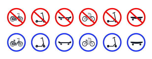 a set of forbidding icons. no bikes, no skateboards, no scooters