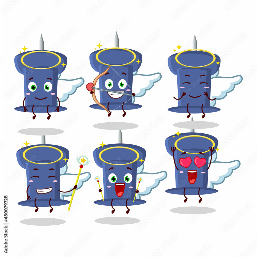 Sticker Blue push pin cartoon designs as a cute angel character