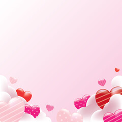Valentine`s Day, Romance, and Love Theme Card Background Vector Illustration.
