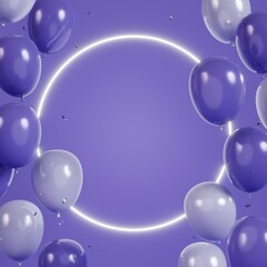3D rendering balloons. Color of the year 2022. Very peri.