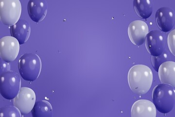 3D rendering balloons. Color of the year 2022. Very peri.