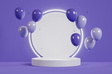 3D rendering balloons. Color of the year 2022. Very peri.