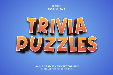 Trivia Puzzles Game Title 3D Editable Text Effect