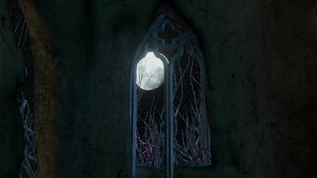 church window night moon