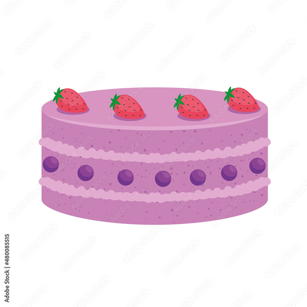 Sticker birthday cake with strawberries