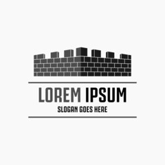 Naklejka premium fortress logo.Castle Brick Logo Template Design. vector design in white background.