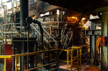 Metallurgical production. Melting of metal in an open-hearth furnace.