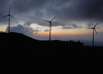 Fototapeta premium Sunset at the windmills of Santa Ana in San Jose Costa Rica