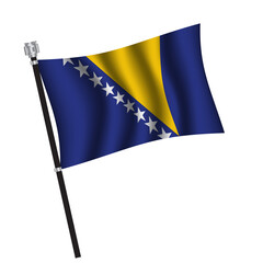 Bosnia and Herzegovina flag , flag of Bosnia and Herzegovina waving on flag pole, vector illustration EPS 10.