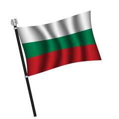 Bulgaria flag , flag of Bulgaria waving on flag pole, vector illustration EPS 10.
