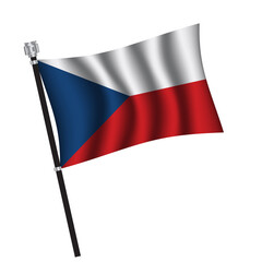 Czech Republic flag , flag of Czech Republic waving on flag pole, vector illustration EPS 10.