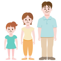 家族　3人家族　パパ　ママ　子供　シンプル　イラスト素材