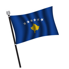 Kosovo flag , flag of Kosovo waving on flag pole, vector illustration EPS 10.