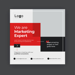 Design white square web banners for social media with place for photo, diagonal transparent color elements