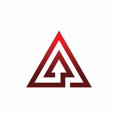 triangle arrow red color line logo design